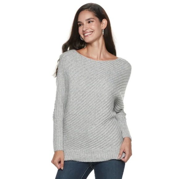 Jennifer Lopez Sweaters - Jennifer Lopez Variegated-Rib Dolman Sweater